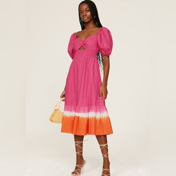 Sachin + Babi Dresses & Skirts - NWT 395.00 Sachin & Babi Women's Bri Puff Sleeve Pink Midi Dress Size 10
